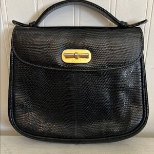 Vintage 60s 70s  Gucci Black Leather Women's Bag lizard skin purse